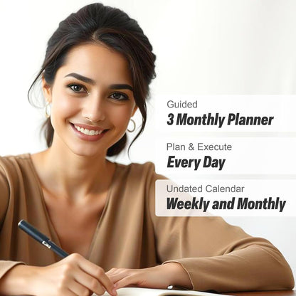 Freedom Mastery Daily Journal of Gratitude, Productivity & Habit Tracker | Undated 90-Day Planner with Daily Reflection, Mindfulness, Positivity, Vision Board & Stickers, Gratitude Journal for Women