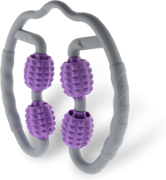 5 STAR SUPER DEALS Quad Roller Massage Stick- U Shaped 360° Deep Massage Ball Tool to Relieve Arm, Leg, Neck Muscle Soreness Stiffness and Tight Muscles (Purple)