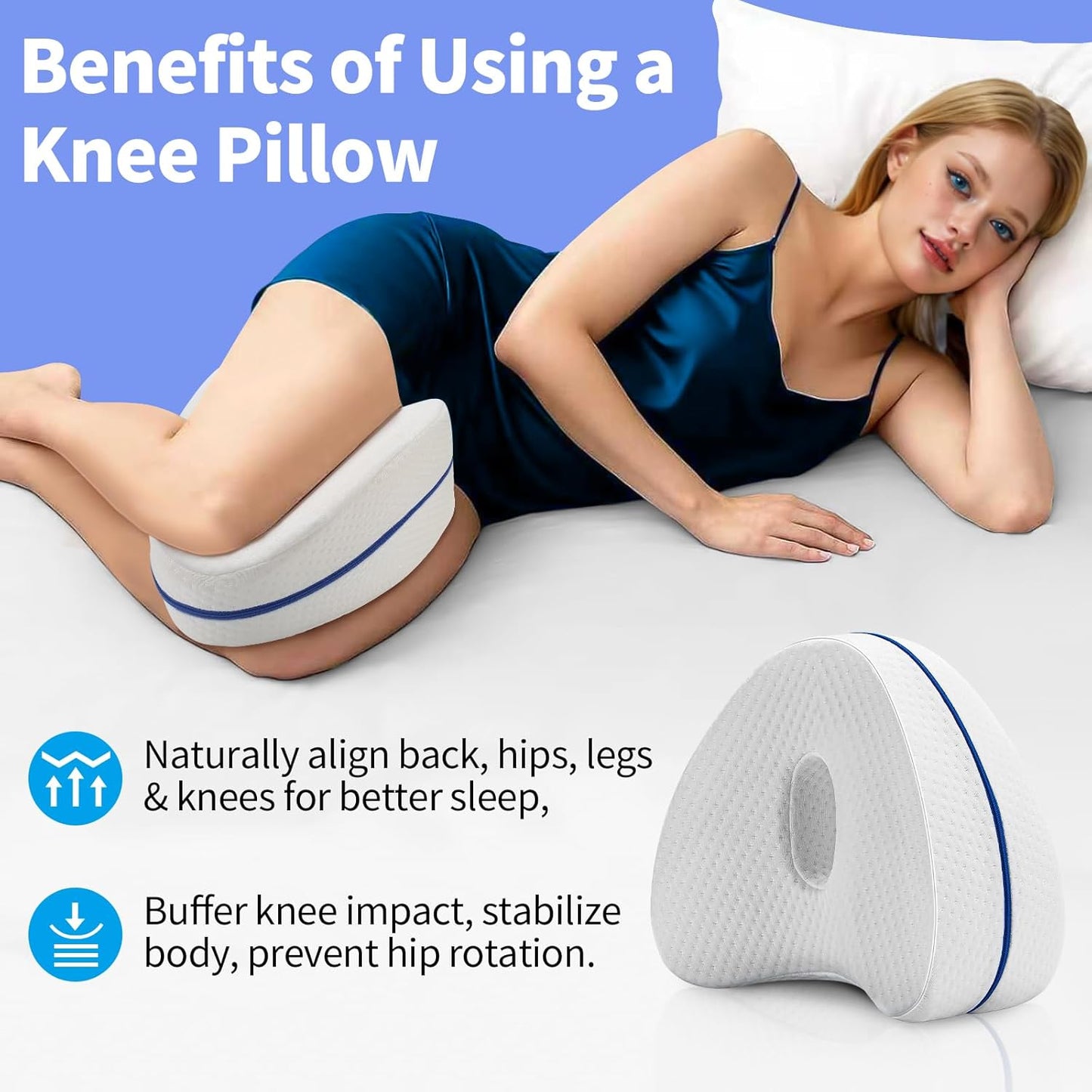 Vertdens Leg Pillow, Knee Pillow for Side Sleepers, Leg Pillows for Sleeping, Knee Cushion for Sleeping,Suitable for Relieving Leg, Back, Knee Pain