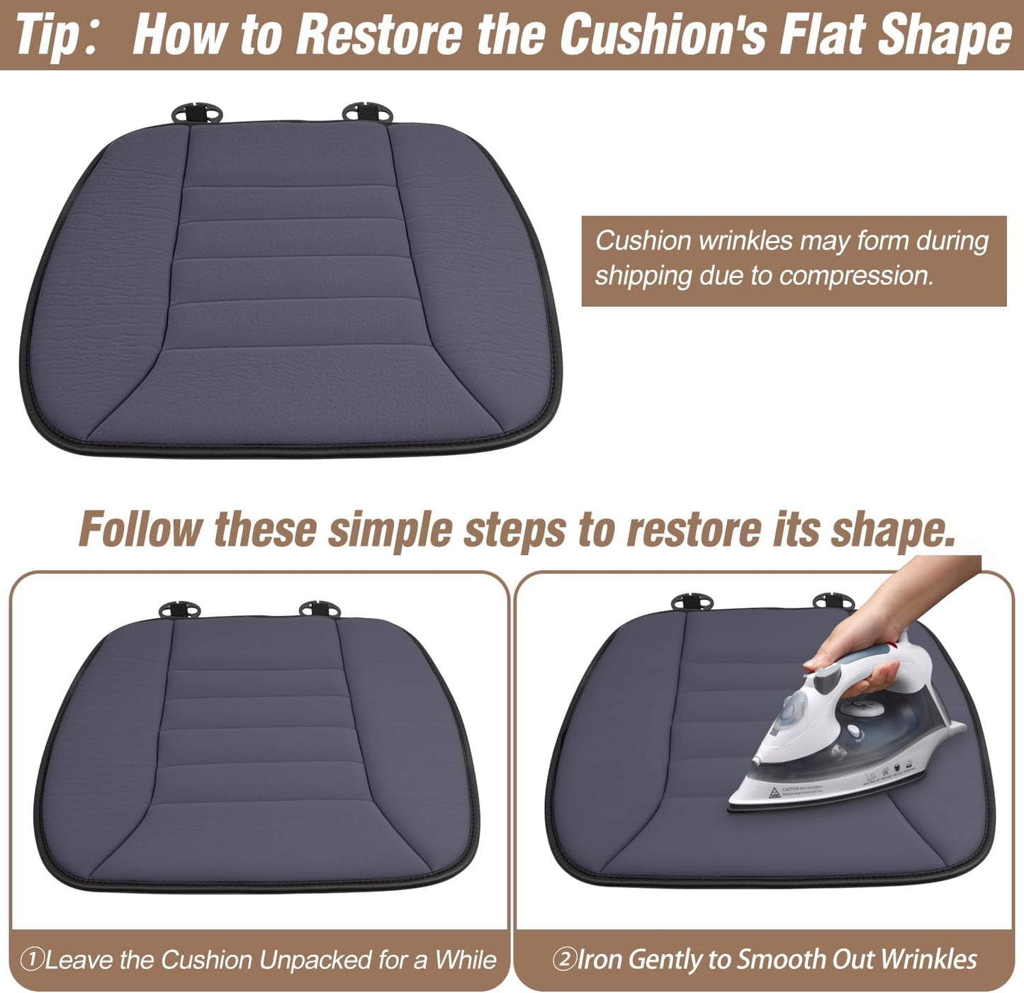 Car Seat Cushion Pad 1.2" Thick Comfort Seat Protector for Car Driver Seat Office Chair Home Use Memory Foam Seat Cushion with Non Slip Bottom, 20'' x 18.5'', Black