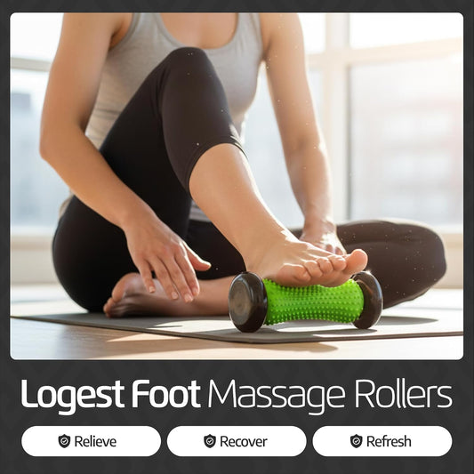 Logest Foot Massage Roller - for Trigger Point Therapy, Injury Rehabilitation & Deep Tissue Massage - Prevent Stiffness & Improve Strength - Silicon with Nodules (Blue - Green)