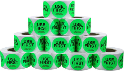 500 Pcs 1.5" Use First Stickers Small Stickers Circle Label Dot Labels Fluorescent Paper, Fluorescent Green