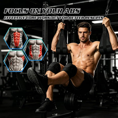 Hanging Ab Straps for Pull Up Bar, Heavy Duty Anti-Tear Abdominal Exercise Straps for Core Strength Training, Leg Raises, Knee Raises - Home Gym Abs Equipment with 2 Steel Carabiners, 2 Pack