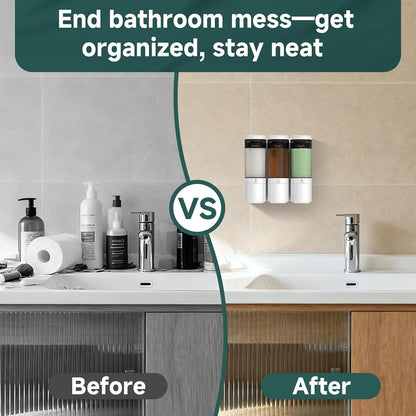Shampoo and Conditioner Dispenser 3 Chamber No Drill Shampoo Dispenser for Shower Wall Mounted Shower Soap Dispenser 3 * 500ml Refillable Shower Dispenser for Bathroom Hotel(Black 3 Chamber)