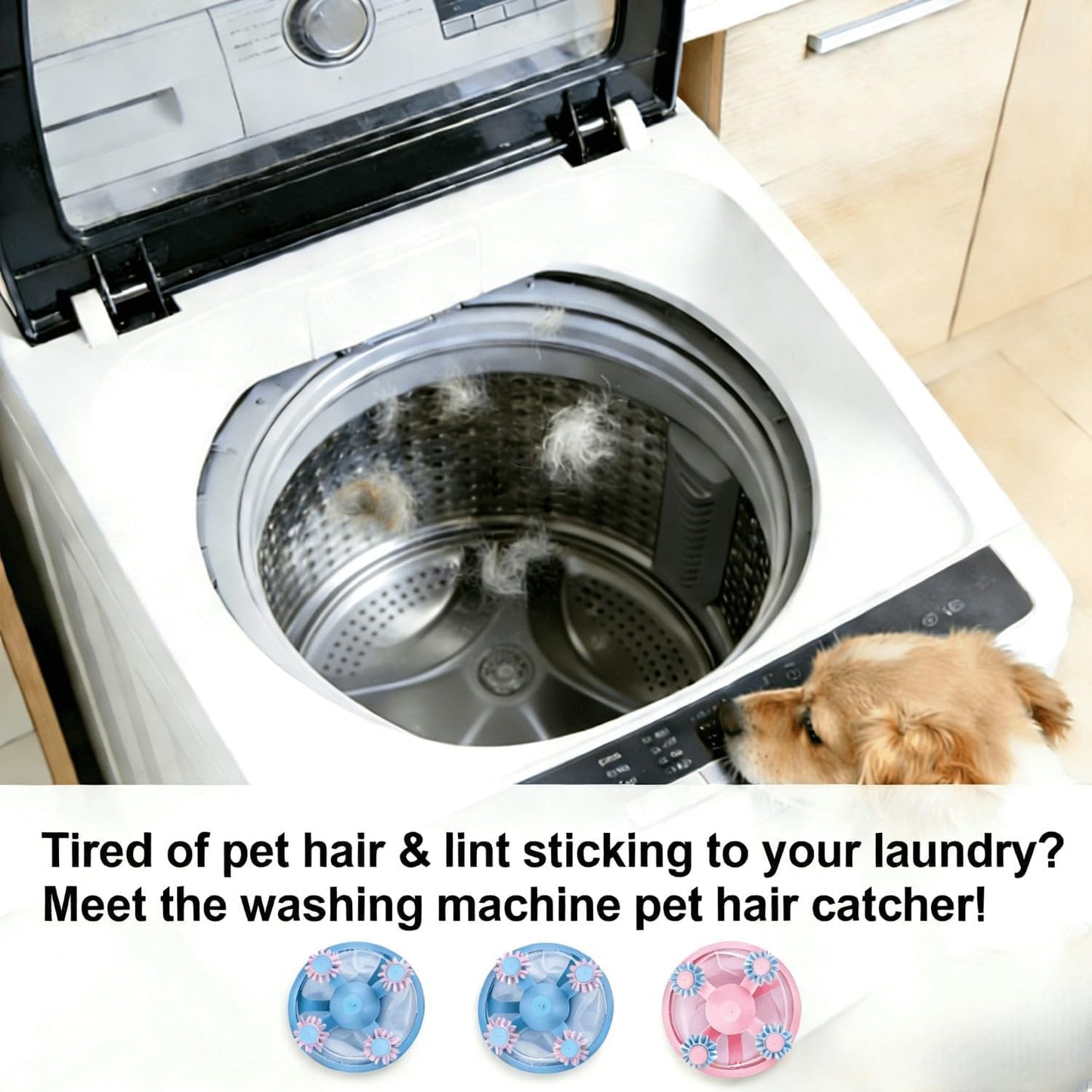 Pet Hair Catcher for Laundry, 4-Pack Floating Lint Remover | Non-toxic durable material,reusable design,prevents drain clogging,fits most fabrics,effortless rinse cleaning for pet owners