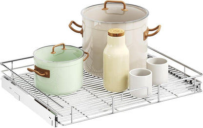 LOVMOR 2 Tier Individual Pull Out Cabinet Organizer 11" W x 18" D, Slide Out Kitchen Cabinet Storage Sliding Shelves