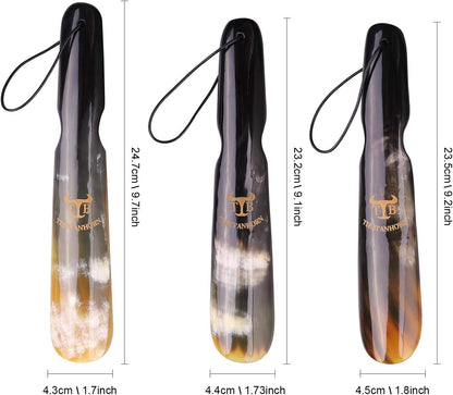 Handcrafted Natural Tibetan Yak Horn Shoe Horn(8.7" to 9.4") | Shoe Spoon for Men Women, Travel Size Shoe Helper for Boots and All Shoes, with Gift Box