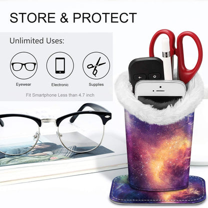 FINTIE Plush Lined Eyeglasses Holder, Glasses Stand Case For Nightstand | Soft Plush Lining, Bedside Eyeglasses Holder, Office Desktop Organizer, Small Item Storage, Anti-Scratch - Colors B