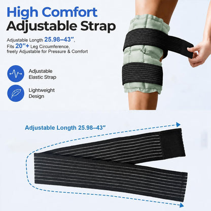 WORLD-BIO Ice Packs for Injuries Reusable, Knee Ice Pack Wrap with Straps, Gel Ice Wrap for Leg Pain Relief, Hot & Cold Compress Therap for Swelling, Water Soak Needed, Light Blue, 1Pack