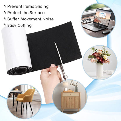 Felt Furniture Pads, 40x5 inch Self Adhesive Felt Tape, Cuttable Heavy Duty Felts Strip Roll for Protecting Hardwood Floors No Scratches