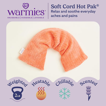 warmies Hot-Pak Microwavable Neck Wrap - Soothing Warm Compress with Scented Lavender - Cooling Neck Warmer for Relaxation - Microwave Heating Pad for Aches & Pains - Gray, Soft Cord, Pack of 1