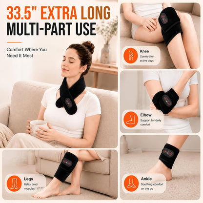 Neck Heating Pad for Pain, Cordless Neck Massager with 660nm 850nm Red Light, 3000mAh Battery and 3 Levels Heat & Massage Heated Neck Brace Wrap for Soreness Stiffness Relief Pain