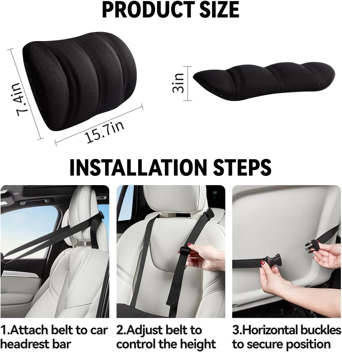 Lumbar Support Pillow for Car,Adjustable Back Support for Car Seat