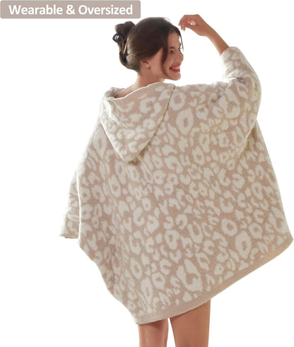 WDCOZY Wearable Blanket Hoodie Poncho Throw Comfy Soft Warm Cape Shawl Cozy Cloak Wrap Hooded with Sleeves For Women Adults
