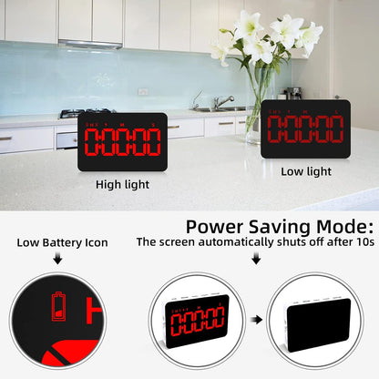 PERSUPER Kitchen Digital Timer, Count Down Up, Rechargeable, Vibration Mode | Adjustable Volume and Brightness LED Display, Time Management Cook, Desk, Kids Adults Study Teaching, Kitchen Gadgets RGB ﻿