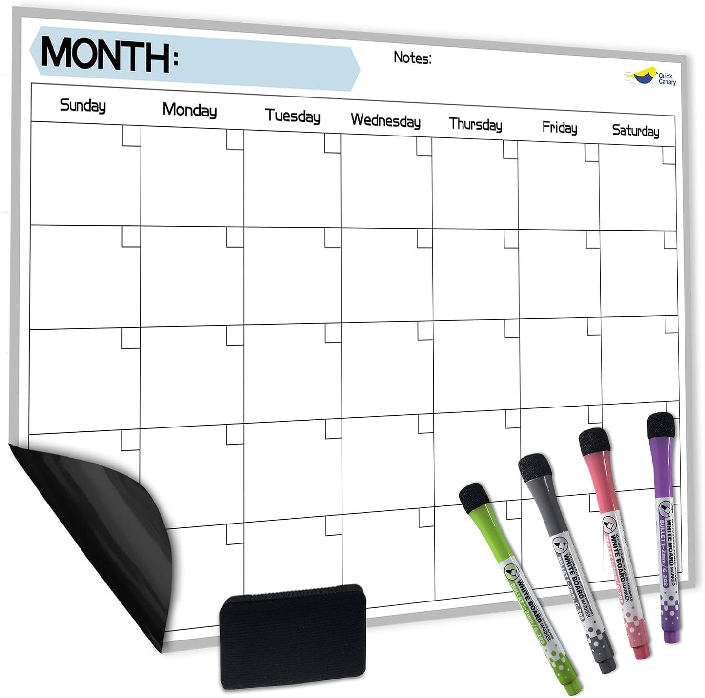 Large Magnetic Weekly Planner for Fridge, Dry Erase Whiteboard | 17x12" Stain-Resistant Surface, Strong Full-Back Magnet, 7-Day Weekly Planner for Meals & Chores, 4 Markers & Eraser