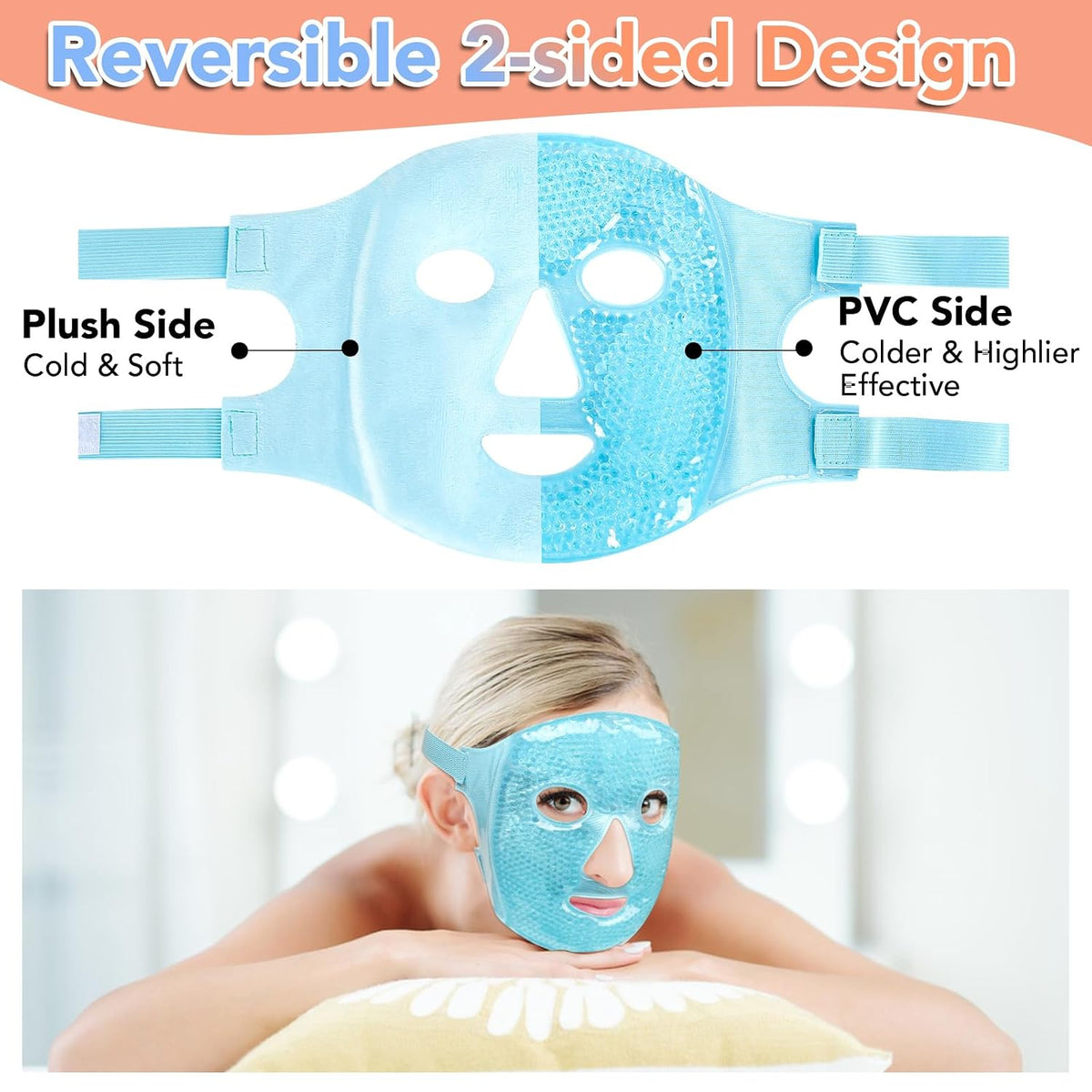 XPCARE Colding Ice Face Mask and Cooling Eye Mask for Puffy Eyes (Blue)