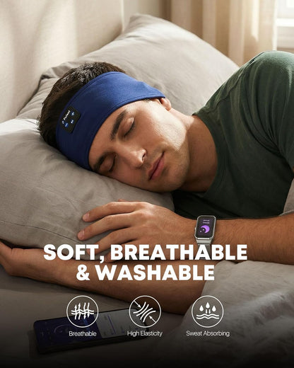 Sleep Headphones Bluetooth 5.4 Headband, Wireless Sleep Headphones with Ultra-Thin HD Stereo Speakers for Side Sleepers, Sweatproof Sports Headband for Workout Yoga Running Cool Gadget Unique Gifts
