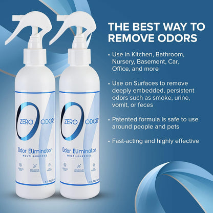 Zero Odor Multi-Purpose Odor Eliminator, Fabric & Room Deodorizer, 16 oz | Odor Eliminator Spray for Closet, Bathroom, Basement, Trash & Upholstery, Air and Surface use
