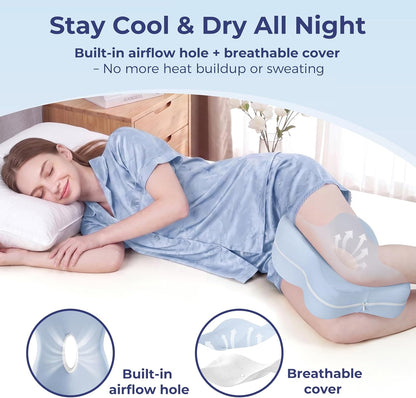 13" Extended-Length Knee Pillow for Side Sleepers with Full Thigh Support