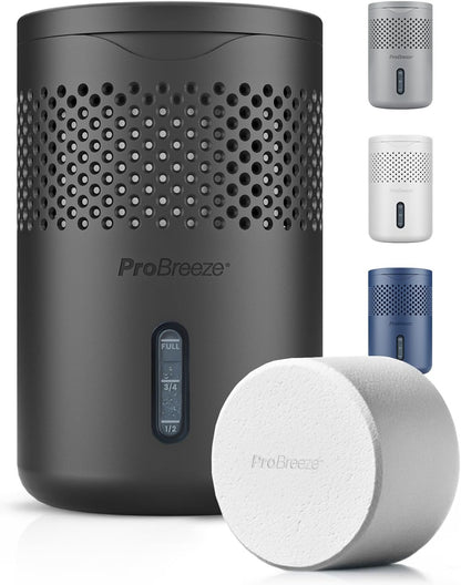 Pro Breeze Osmo Non-Electric Moisture Absorber, 44 fl.oz, Included 1.54lb Refillable Tablet, Lasts 100 Days, Ideal Silent Mini Dehumidifier for Closet, Bathroom & Bedroom, Fragrance Free, White