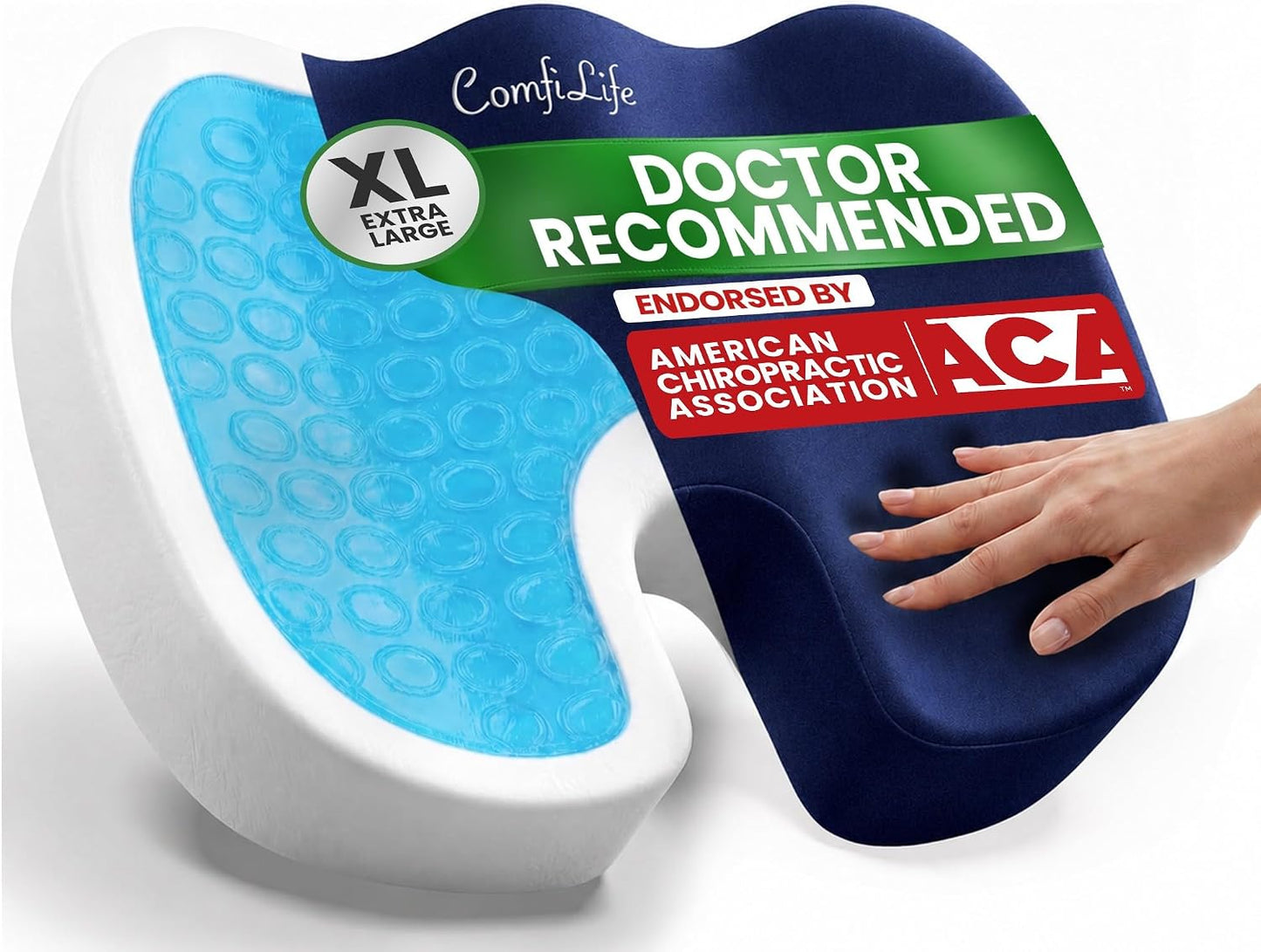 ComfiLife Premium Gel & Memory Foam Seat Cushion – Doctor Recommended Office Chair Cushion, Car Seat Cushion – Chair Cushions for Back & Sciatica Pain Relief – Seat Cushions for Office & Desk (Black)