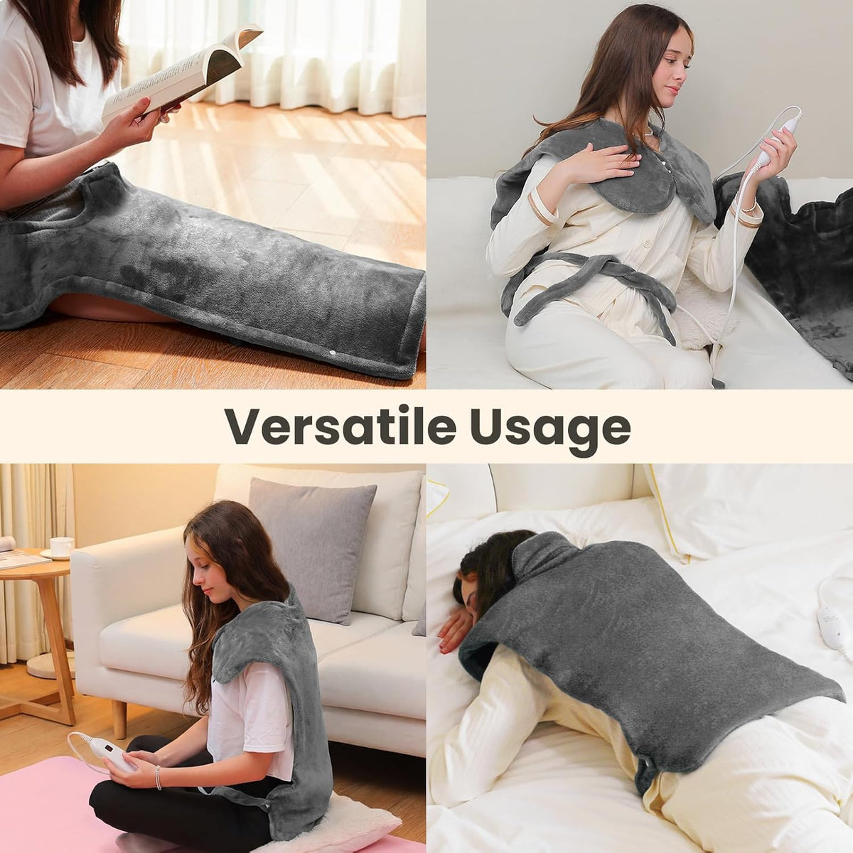 DAILYLIFE Heating Pad for Neck and Shoulders and Back, Electric Heating Pad for Back Pain Relife, 6 Heating Settings, UL Certified with Overheating Protection and Machine Washable, 26"x35", Gray