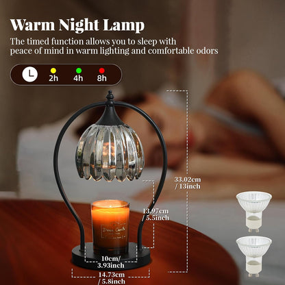 GOODBUY Candle Warmer Lamp with Timer Dimmable: Electric Candle Warmer Birthday Gifts for Women Mom - Candle Lamp Warmer House Warming Gifts New Home Decor - Wax Warmer for Jar Candles with 2 Bulbs