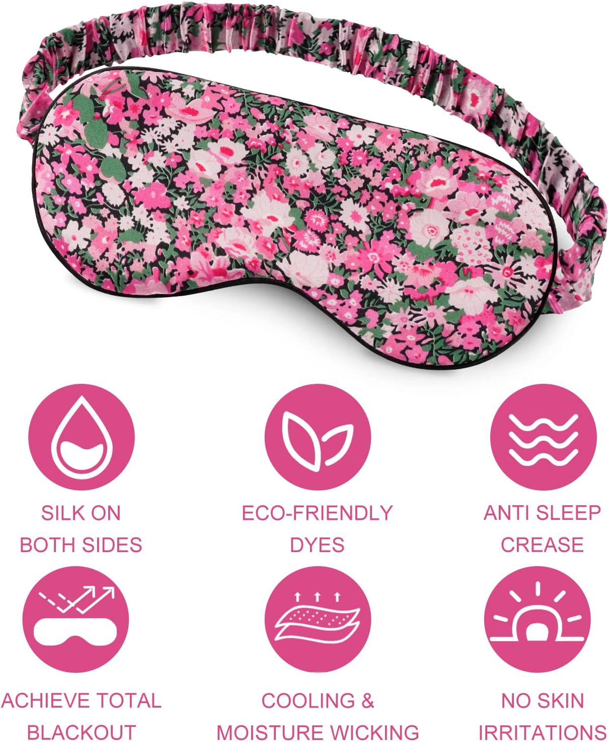 Silk Sleep Mask Eye Mask Blindfold with Double Layer Silk Filling and Elastic Strap for Full Night's Sleep, Travel and Nap, Soft Eye Cover Eyeshade with Luxury Bag and Ear Plugs by OLESILK (Navy Blue)