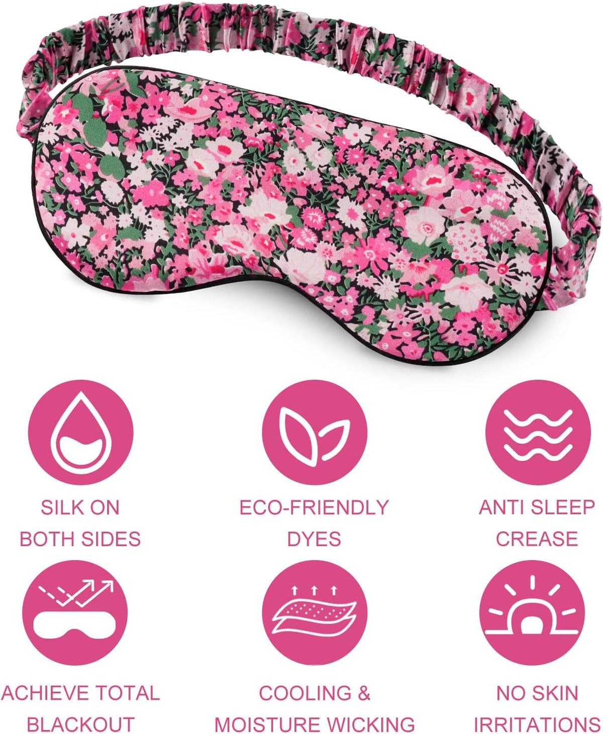 OLESILK 100% Mulberry Silk Sleep Mask for Women - Zero-Pressure Blackout