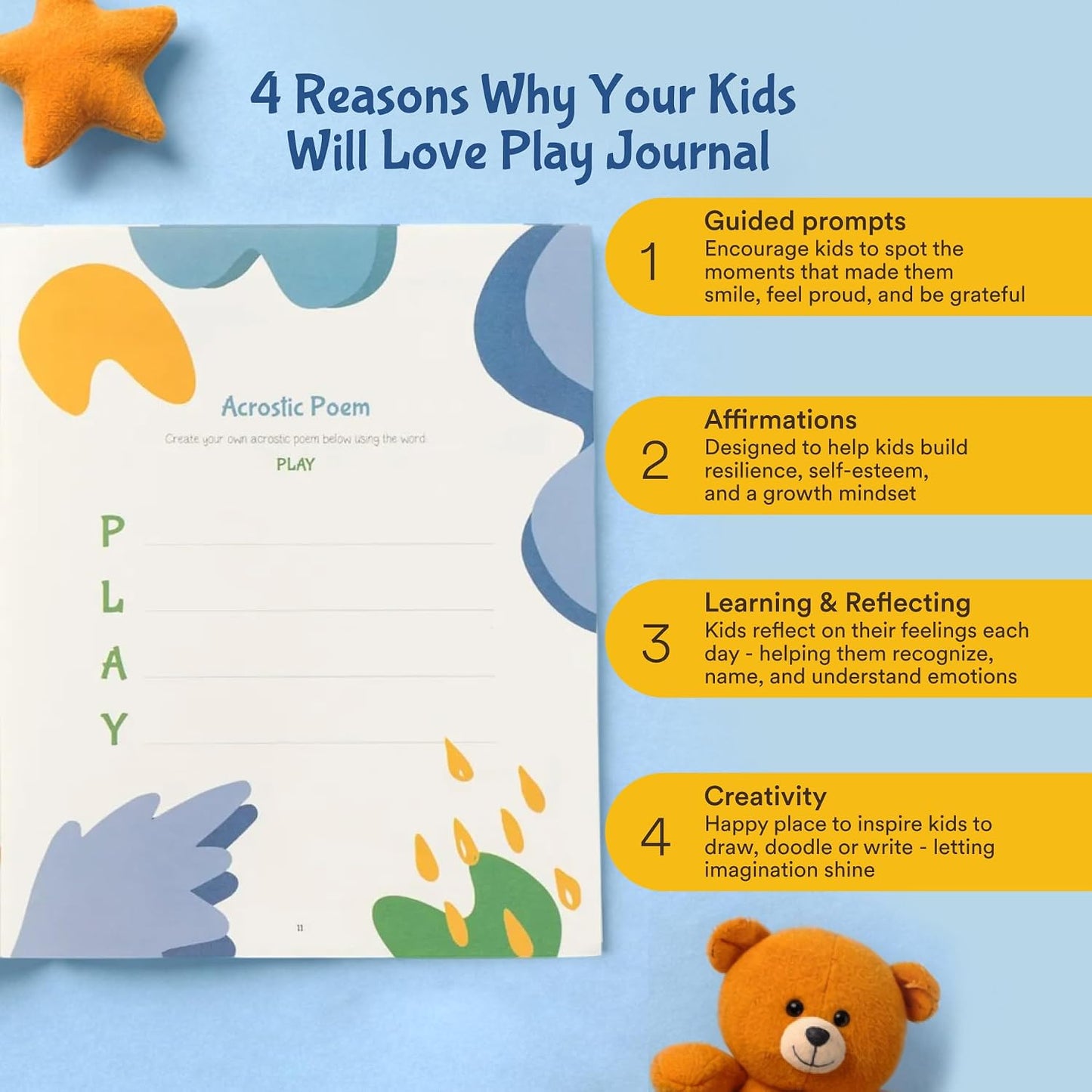 Sonder Kids Wellness Gratitude Journal - Kids Journal for Girls and Boys, Hands-On Activities like Crosswords, Coloring and Nature Prompts, Undated, Ages 6-12, 56 pages