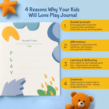Sonder Kids Wellness Gratitude Journal - Kids Journal for Girls and Boys, Hands-On Activities like Crosswords, Coloring and Nature Prompts, Undated, Ages 6-12, 56 pages