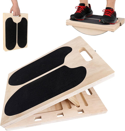 ZALL Wooden 2-in-1 Slant & Balance Board, Adjustable Wobble Design for Calf Stretch Exercise, Knee Ankle Heel Foot Pain Relief