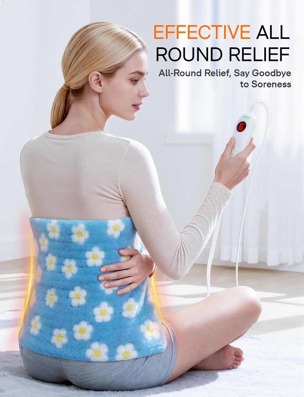 Heating Pad, ALLJOY Cute Heating Pad for Period Cramps & Back Pain, 24"X12"