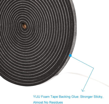 2 Rolls Foam Seal Tape for Door Window Insulation, Soundproof and Shockproof Foam Adhensive Strip, 3/8" Wx3/16 T Single Sided Foam Tape, Cold Air and Draft Closed Cell Seal Strip,Total 32FT