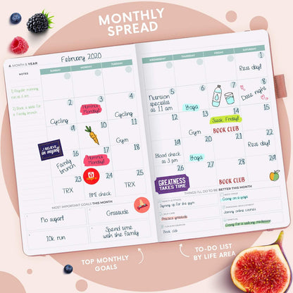 Clever Fox Wellness Planner & Food Journal for Weight Loss, A5 Orange | 5.8"x8.3" nutrition & exercise tracker for women tracking meals, diet & symptom diary, calorie counter notebook, stickers
