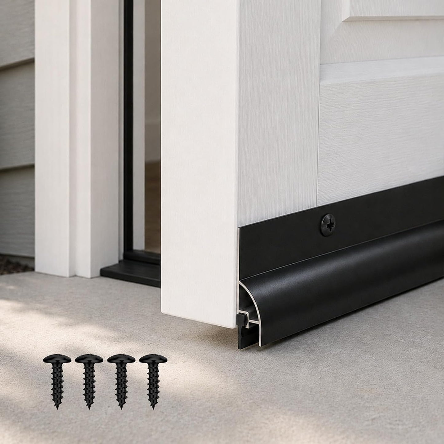 2 Pack Door Draft Stopper, Cuttable Weather Stripping Door Seal 36” Length, Strong Adhesive Aluminum Door Sweep for Exterior and Interior Doors (Silver)