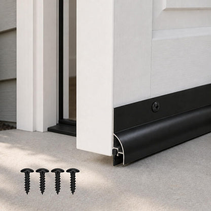 2 Pack Door Draft Stopper, Cuttable Weather Stripping Door Seal 36” Length, Strong Adhesive Aluminum Door Sweep for Exterior and Interior Doors (Silver)