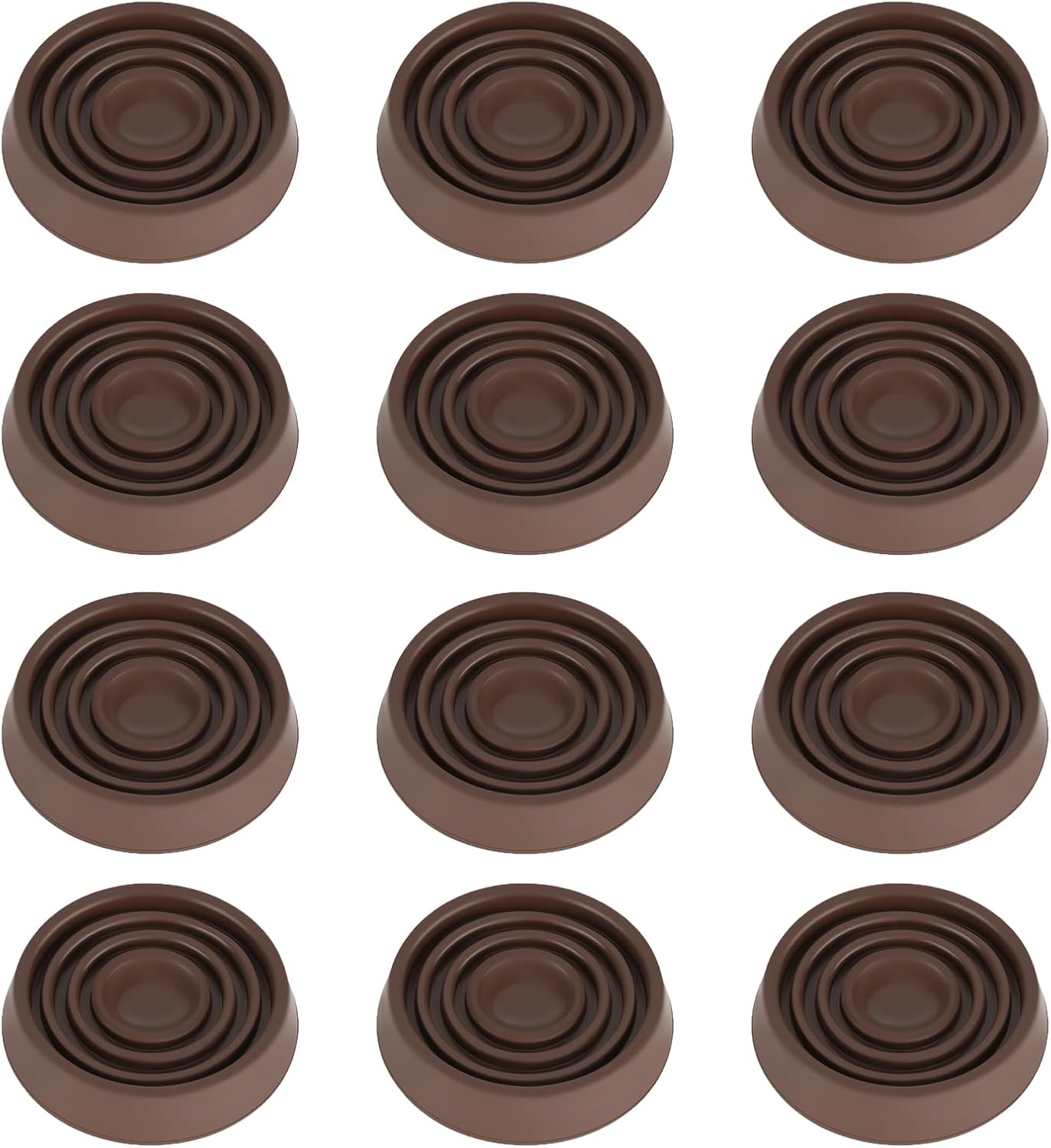 2X2 Round Rubber Caster Cups, Non Slip Furniture Pads - 4 Pack | Anti-Slip Gripper, Anti Skid Furniture Feet, Anti Slide Floor Protector for Bed Couch Table Chair Stoppers, Black