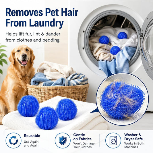 Pet Hair Remover for Laundry, 12 PCS - Reusable Dog & Cat Hair Remover Tool, Effectively Removes Pet Hair, Lint and Dander from Bedding and Clothing, Suitable for Washing Machines, Dryers