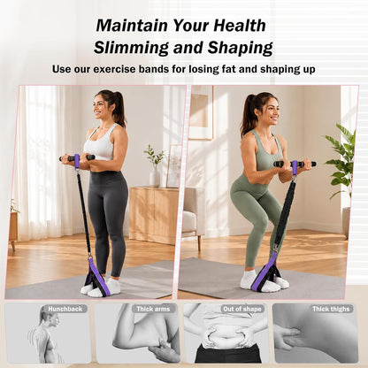 Pedal Resistance Band with Handles, 6-Tubes Natural Rubber Exercise Bands | Upgrade Foot Pedal Resistance Bands for Working Out, Multifunction Fitness Equipment for Abdomen, Waist, Arm, Leg, Pilates