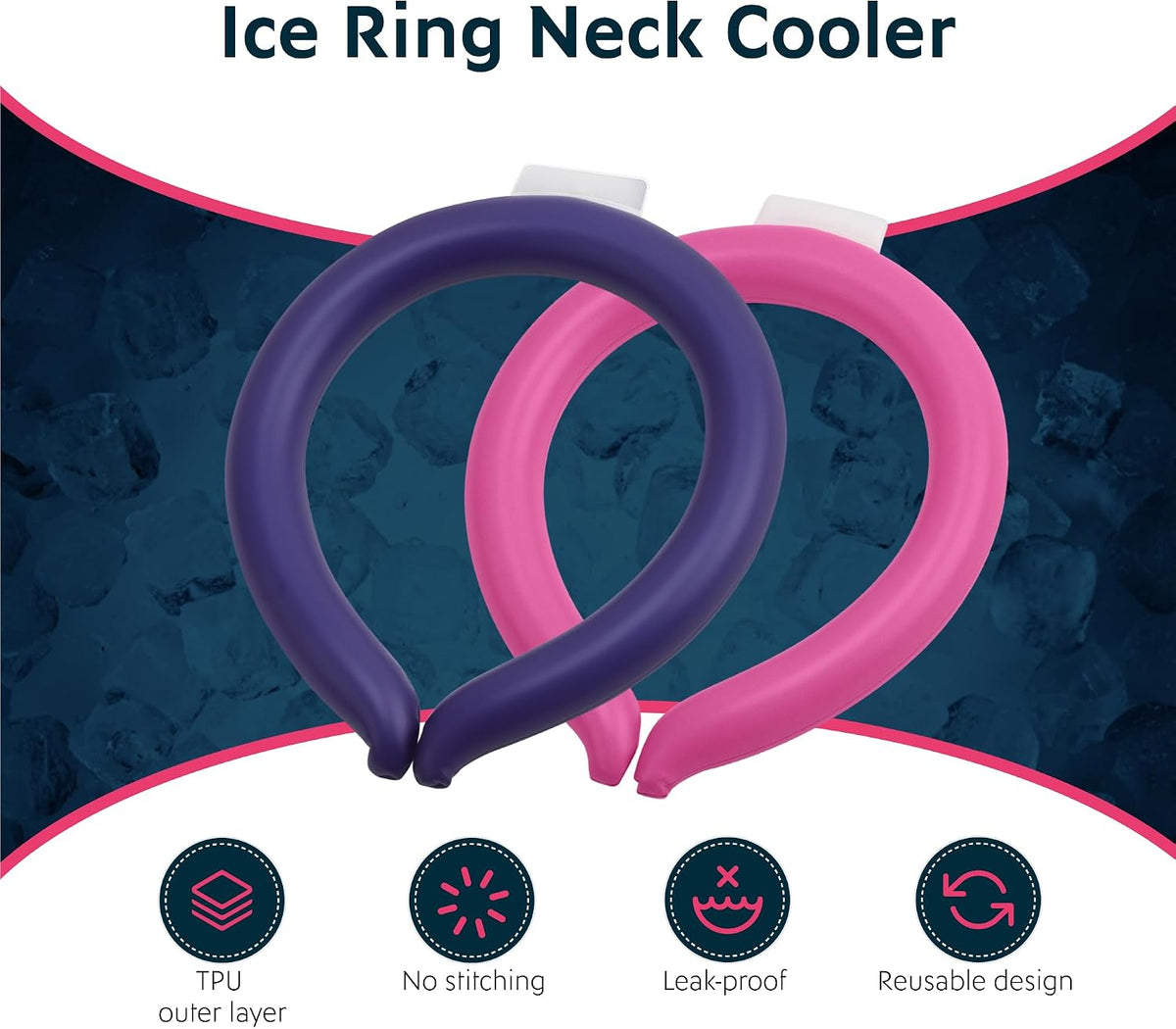 Magic Gel Neck Cooling Tube - Cooling Neck Ring - Reusable Ice Ring Wraps - Necks, Face Ice Coolers - Frozen Cool Wraps, Tubes for Summer Heat, Extremely Hot Weather - 2 Pack, B&W