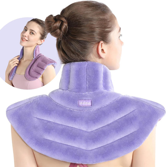 SuzziPad Neck & Shoulder Heating Pad Microwavable for Discomfort Reduction | Shoulder Heated Pads for Chronic Necks Fatigue, Reduce Muscle Tightness & Stress, Microwave Warmer with Moist Heat, Grey