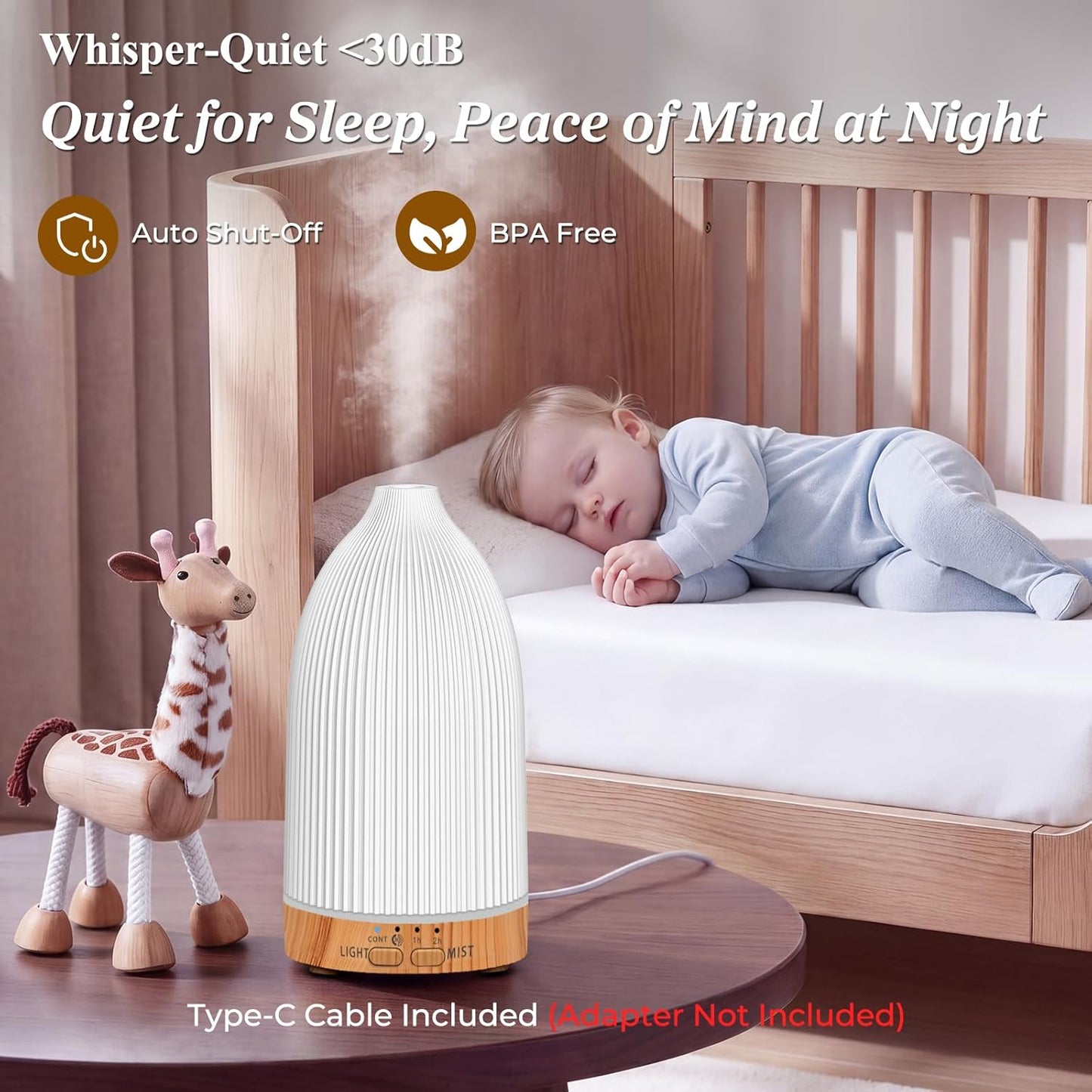 URPOWER 300mL Essential Oil Diffusers for Home Aromatherapy Diffuser | Up to 10 Hrs High/Low Mist Settings Quiet Diffuser Oil Machine Humidifiers Ideal for Bedrooms Living Rooms & Home Offices