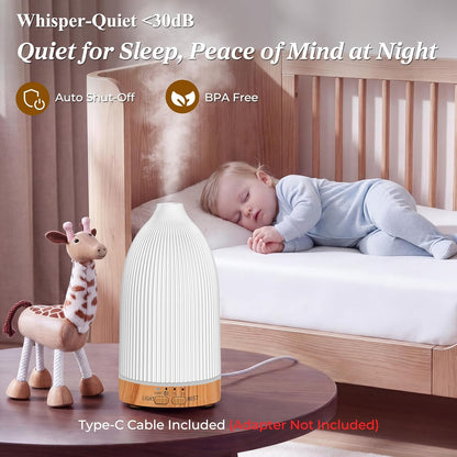 URPOWER 300mL Essential Oil Diffusers for Home Aromatherapy Diffuser | Up to 10 Hrs High/Low Mist Settings Quiet Diffuser Oil Machine Humidifiers Ideal for Bedrooms Living Rooms & Home Offices