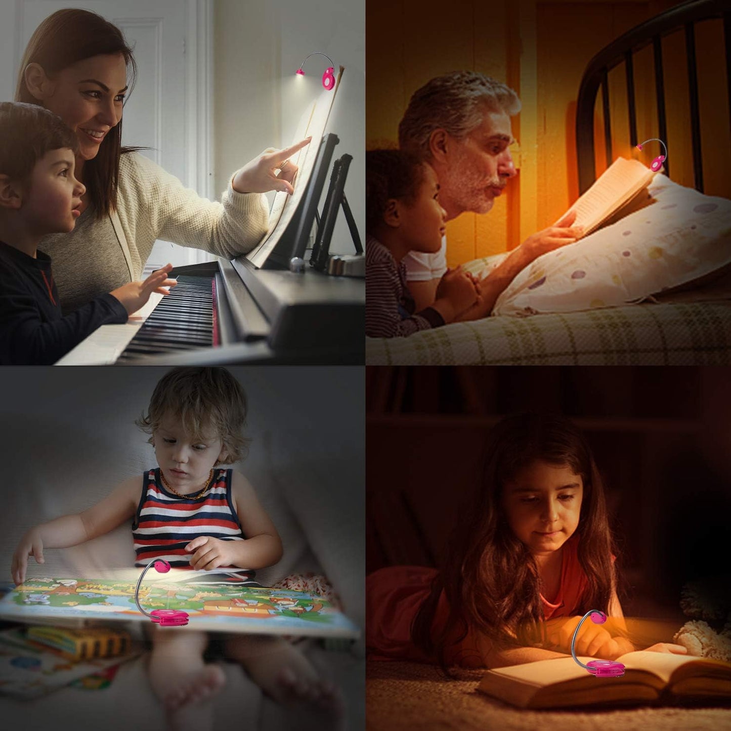 LUXSWAY Rechargeable Reading Light for Kids, LED Book Light with Magnetic Clip and Flexible Gooseneck, Cute Amber Bookmark Light - Violet
