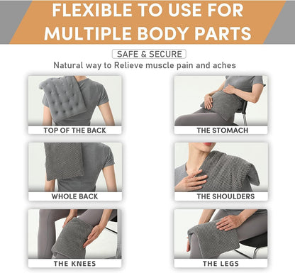 UNCN Wide Microwave Heating Pad with Washable Cover 9.5 x 16in Microwavable Hot Pad for Neck Shoulder, Cramps, Back Cordless Warm Compress Weighted Moist Heat Pack for Aches, Unscented
