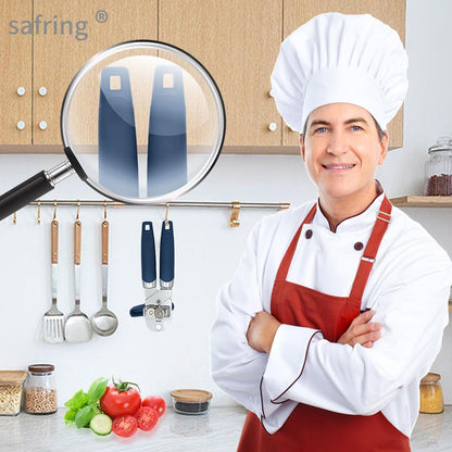 Safring Can Opener Manual, Handheld Strong Heavy Duty Stainless Steel Can Opener, Comfortable Handle, Sharp Blade Smooth Edge, Can Openers with Multifunctional Bottle Opener