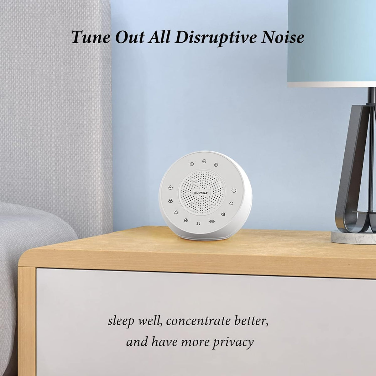 Housbay White Noise Machine with 31 Soothing Sounds, 5W Loud Stereo Sound, Auto-Off Timer, Adjustable Volume, Sleep Sound Machine for Baby, Kid, Adult -Wood Grain
