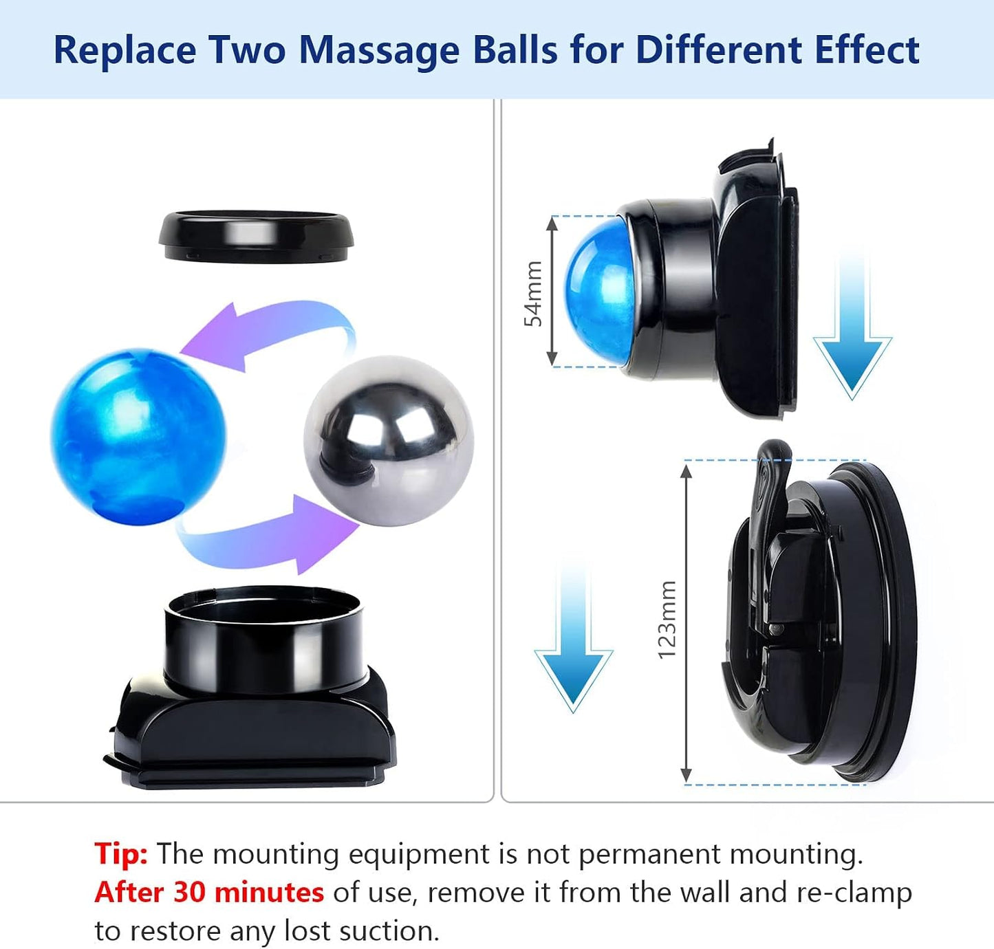 Massage Roller Ball, Neck Massager for Pain Relief, Deep Tissue Massage Tool, Sore Muscle Relief, Lymphatic Drainage, Tummy Tuck Post Surgery Supplies (Blue)